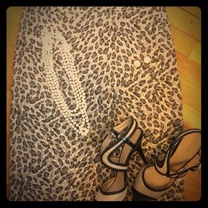 Leopard Print Loft Pencil Skirt